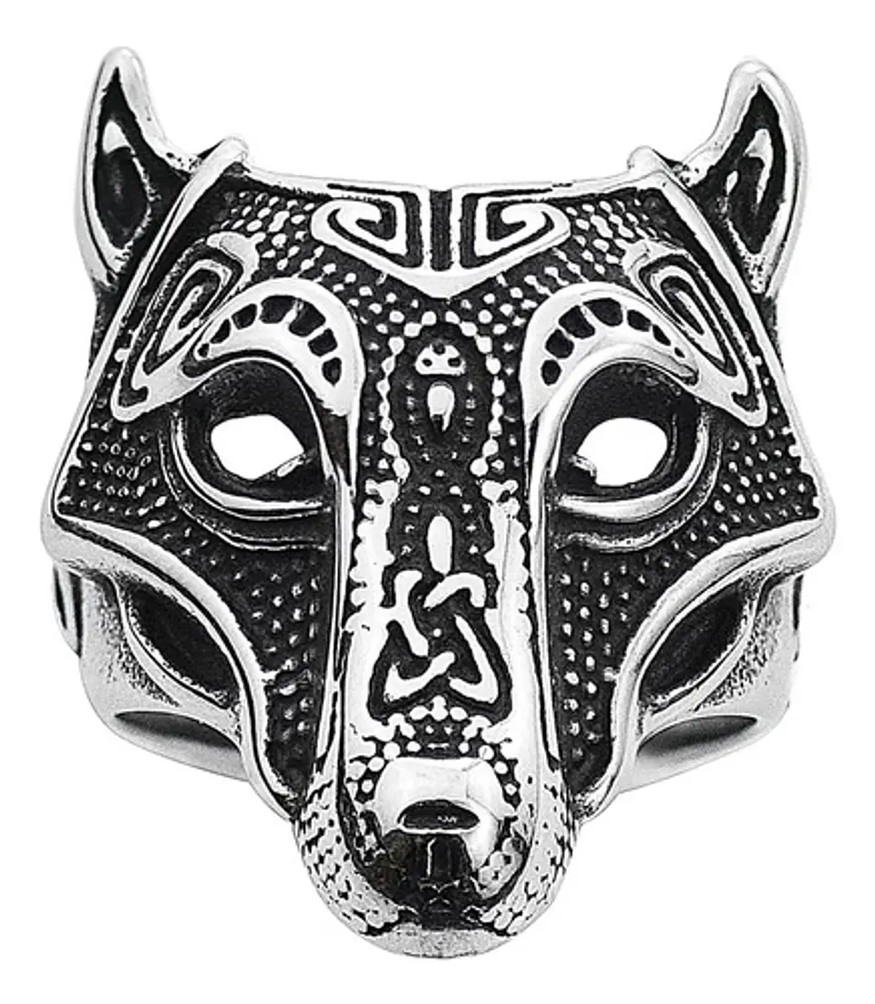Anillo Lobo Nórdico Thor Vikingo Acero Inoxidable 316 Hombre 4