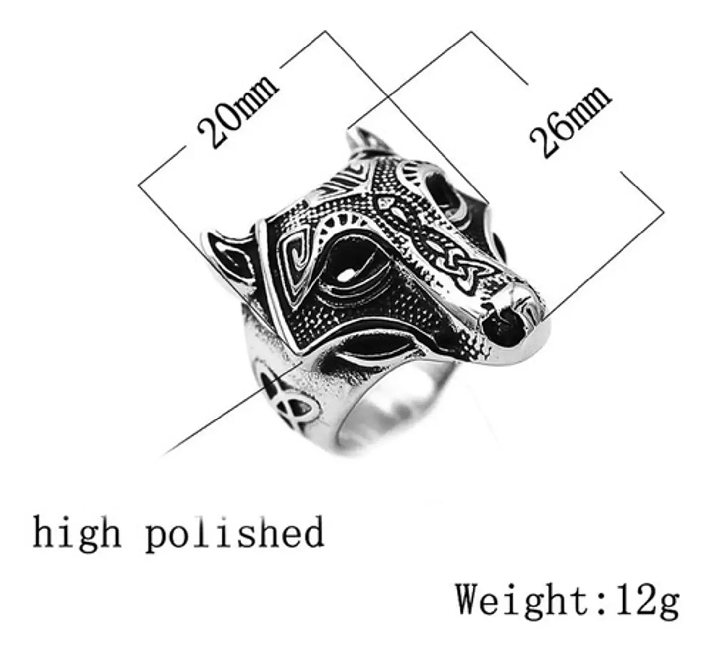 Anillo Lobo Nórdico Thor Vikingo Acero Inoxidable 316 Hombre 5