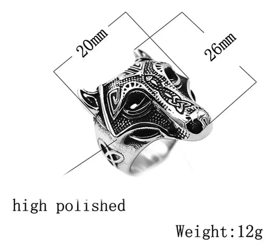 Anillo Lobo Nórdico Thor Vikingo Acero Inoxidable 316 Hombre 5