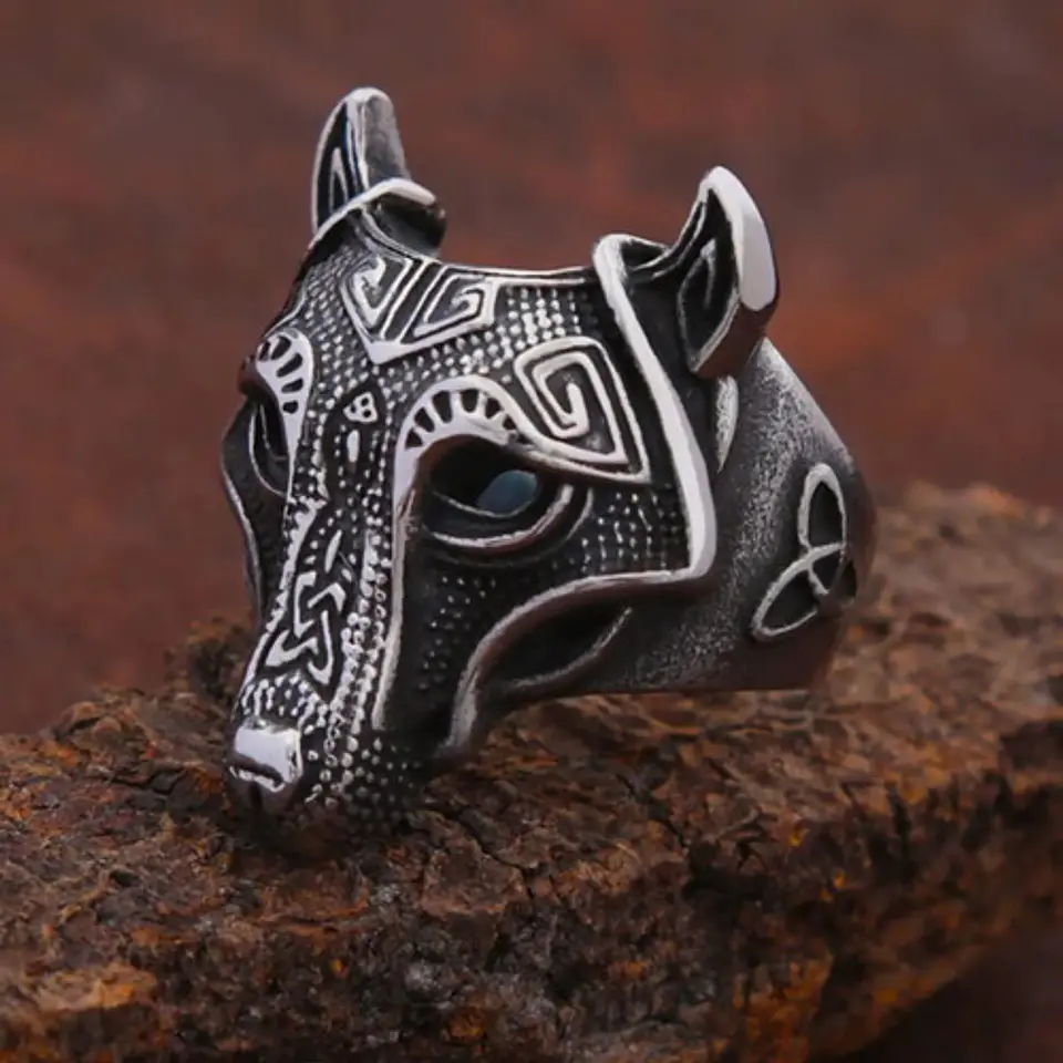 Anillo Lobo Nórdico Thor Vikingo Acero Inoxidable 316 Hombre 7