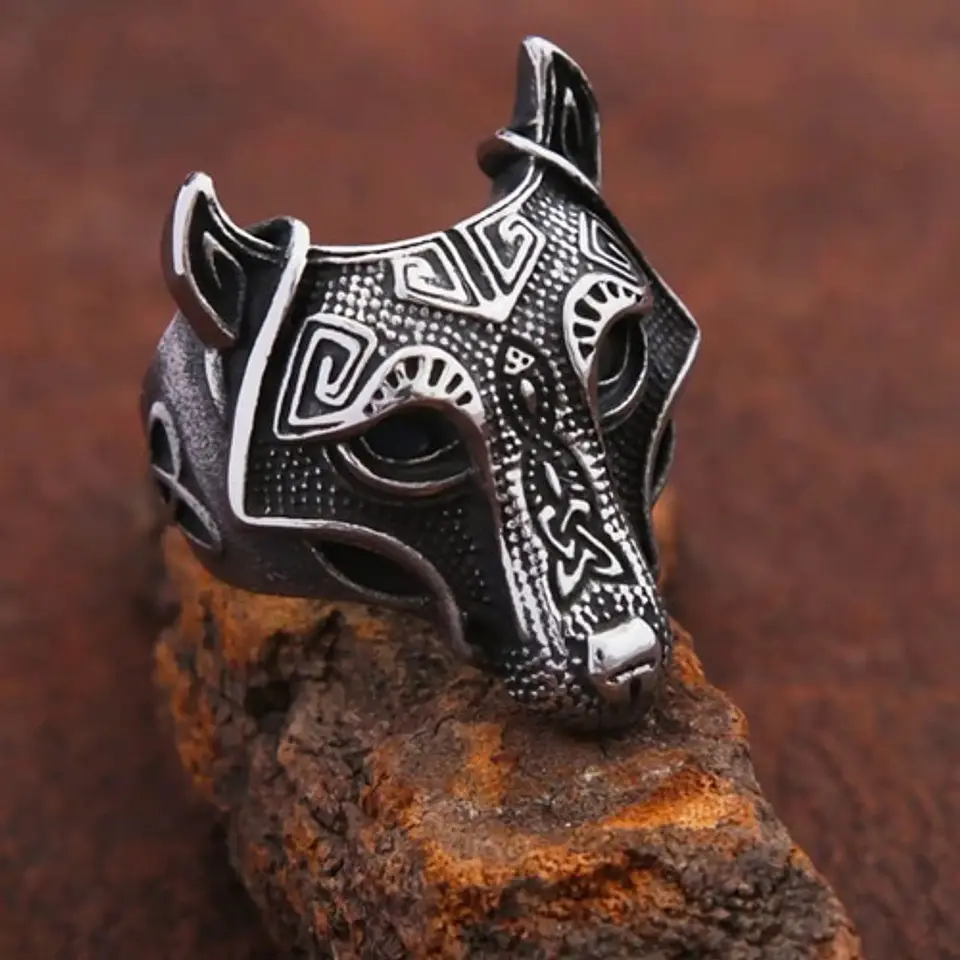 Anillo Lobo Nórdico Thor Vikingo Acero Inoxidable 316 Hombre 8
