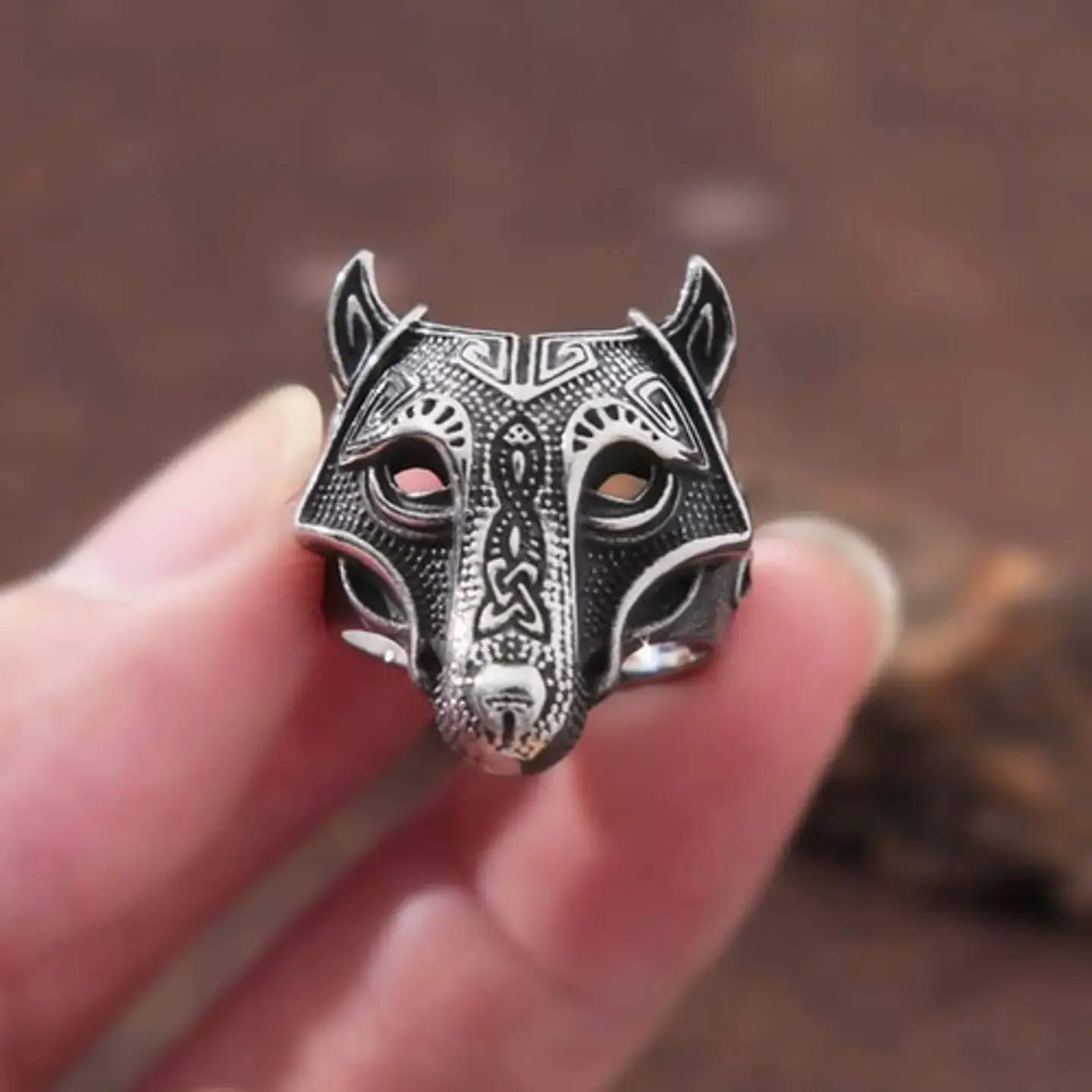 Anillo Lobo Nórdico Thor Vikingo Acero Inoxidable 316 Hombre 9