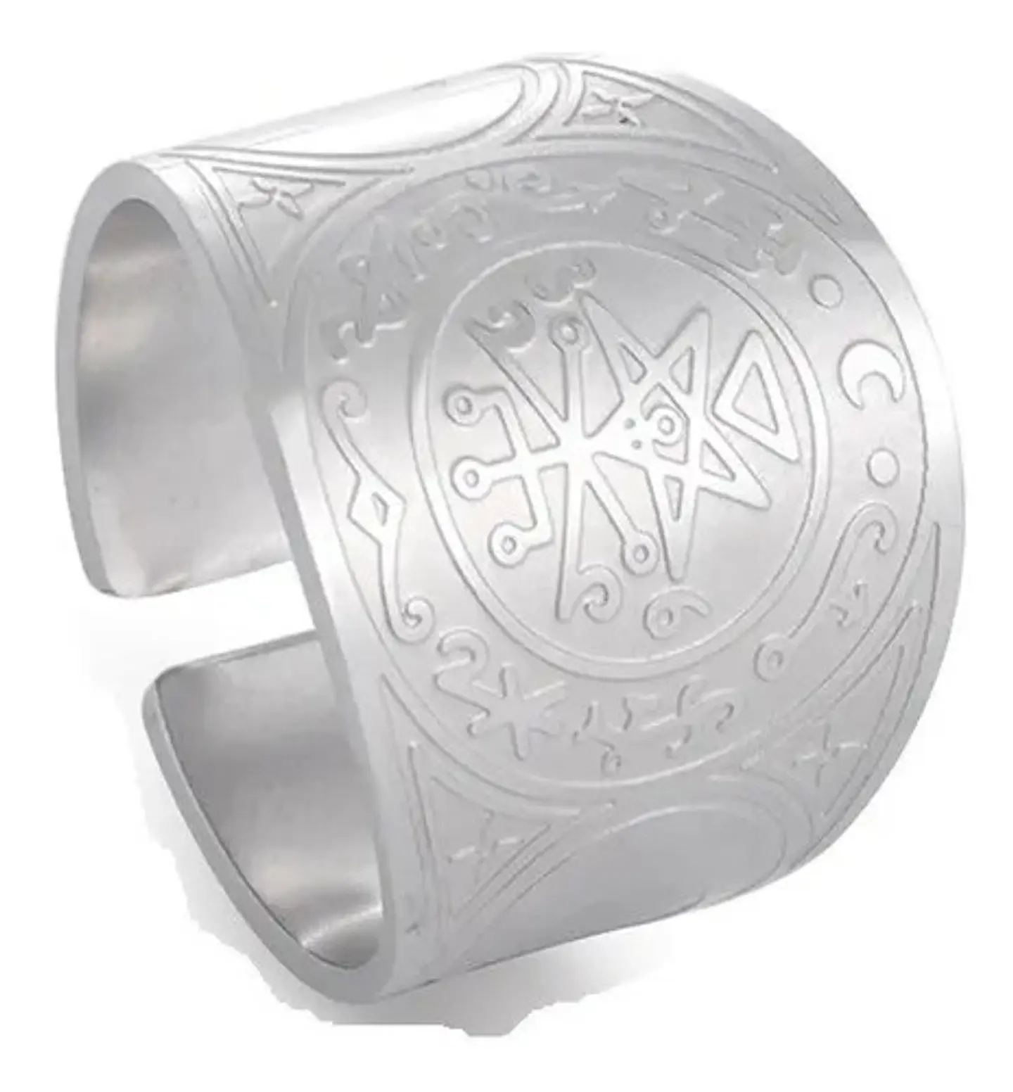 Anillo Acero Color Oro Solomon Cabala Talismán Hombre Mujer 1