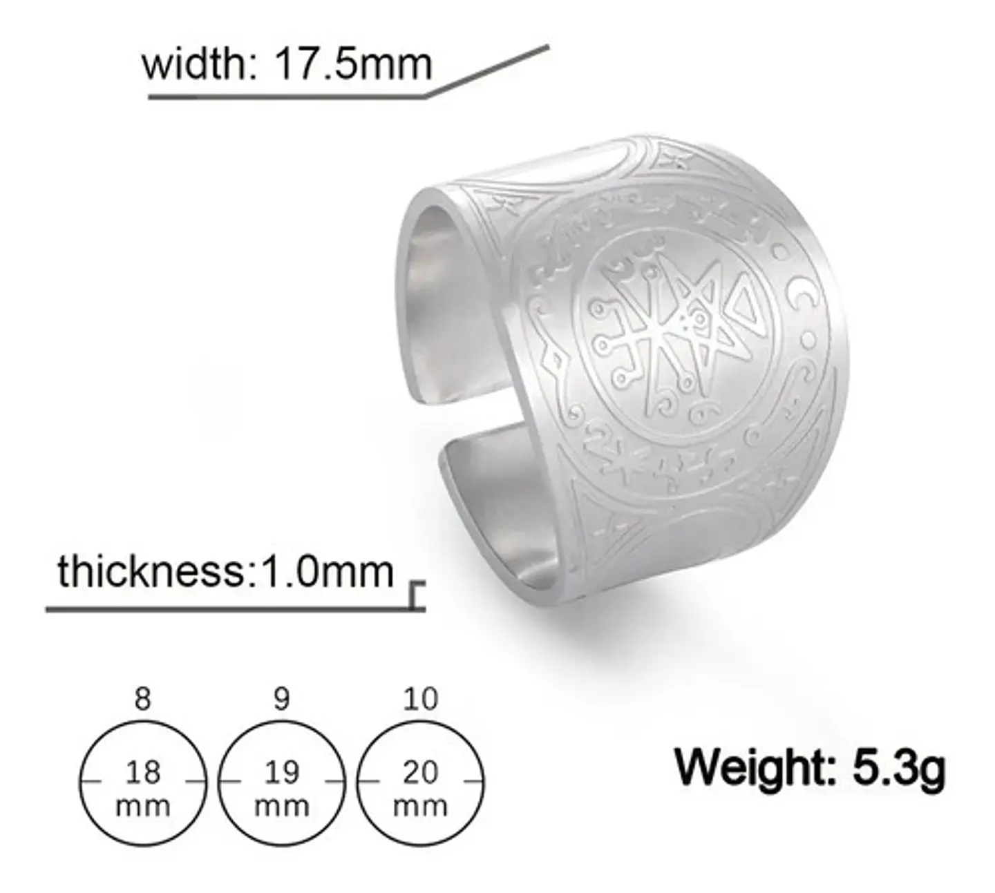 Anillo Acero Color Oro Solomon Cabala Talismán Hombre Mujer 3