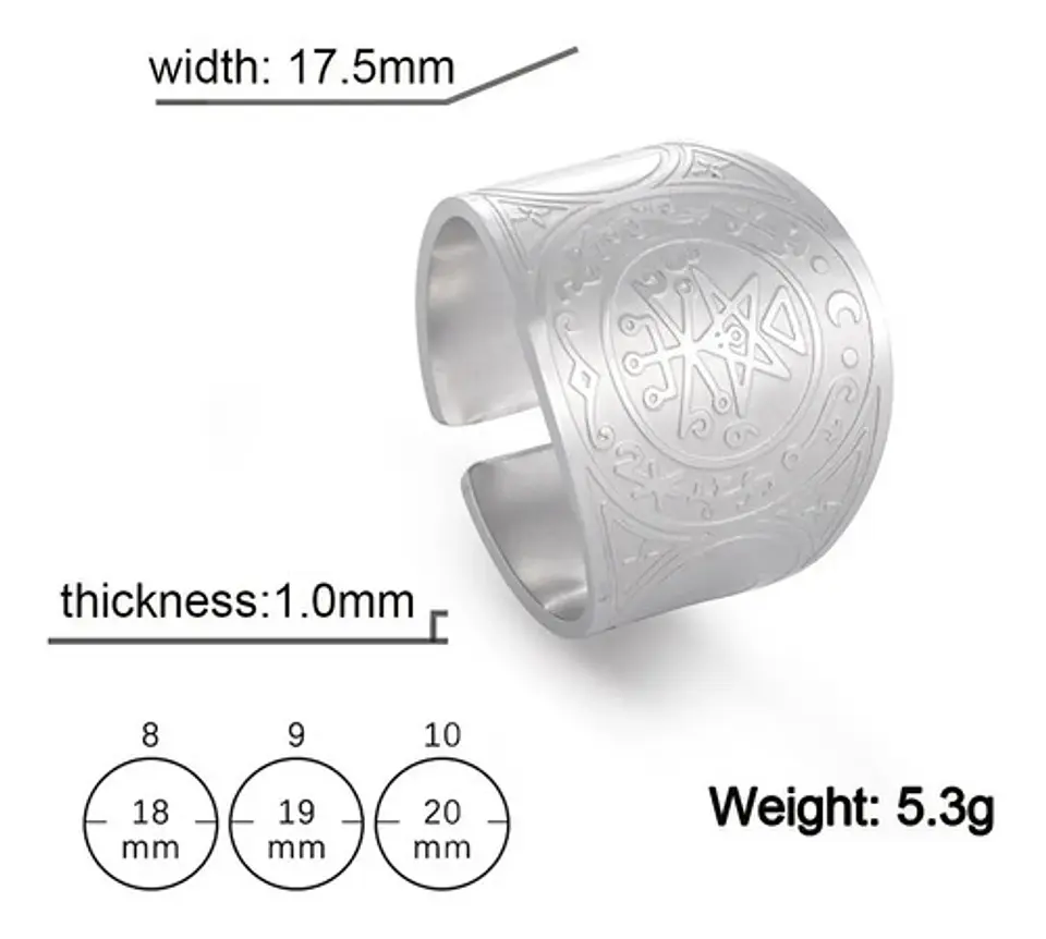 Anillo Acero Color Oro Solomon Cabala Talismán Hombre Mujer 3