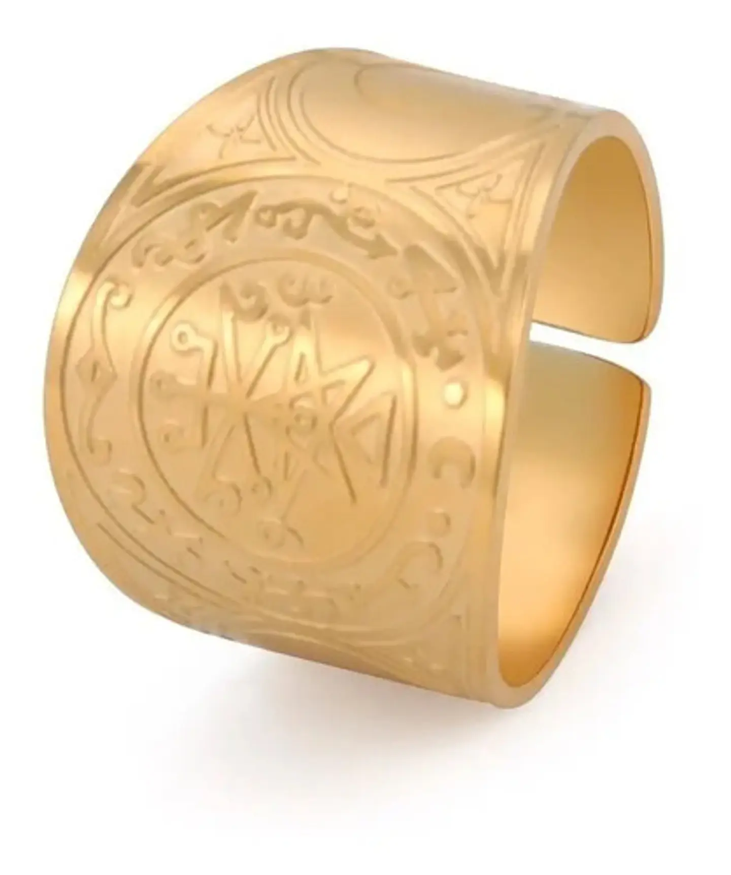Anillo Acero Color Oro Solomon Cabala Talismán Hombre Mujer 7
