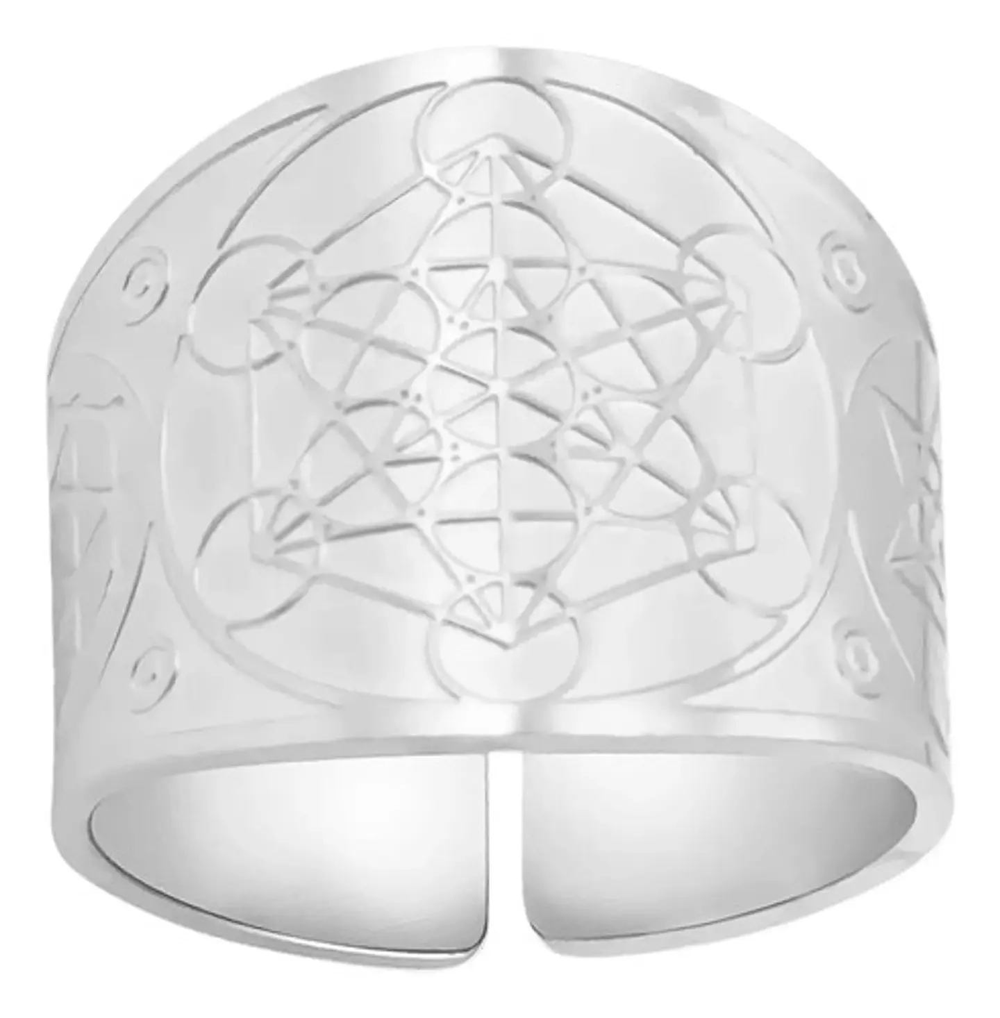 Anillo De Acero Color Oro Metatron Amuleto Para Hombre Mujer 1