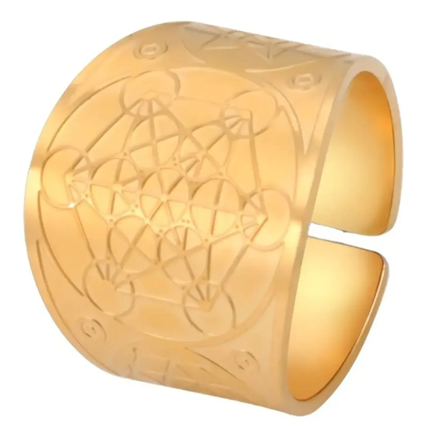 Anillo De Acero Color Oro Metatron Amuleto Para Hombre Mujer 9