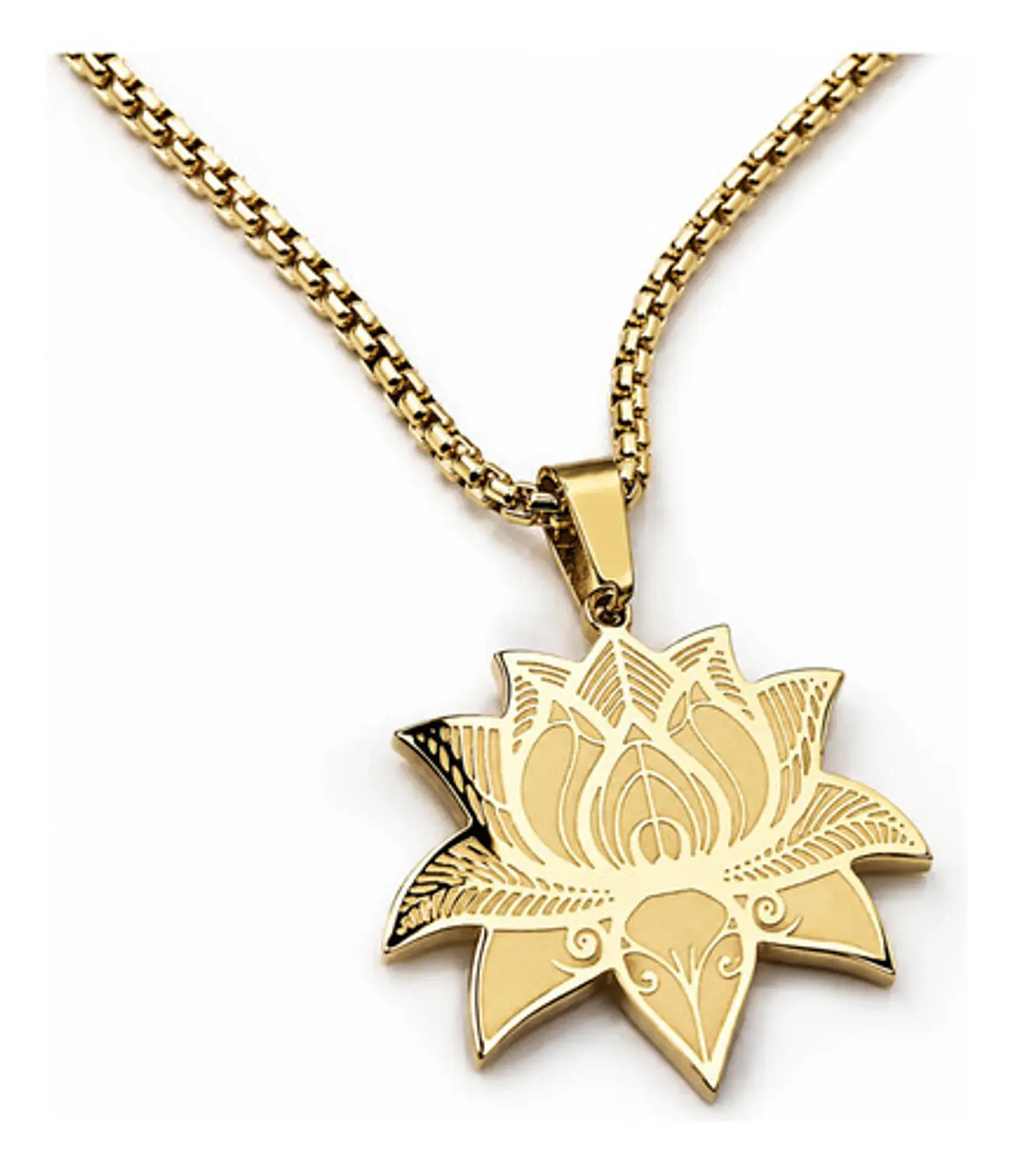 Collar Dorado De Acero Para Hombre Y Mujer Dije Flor De Loto 1