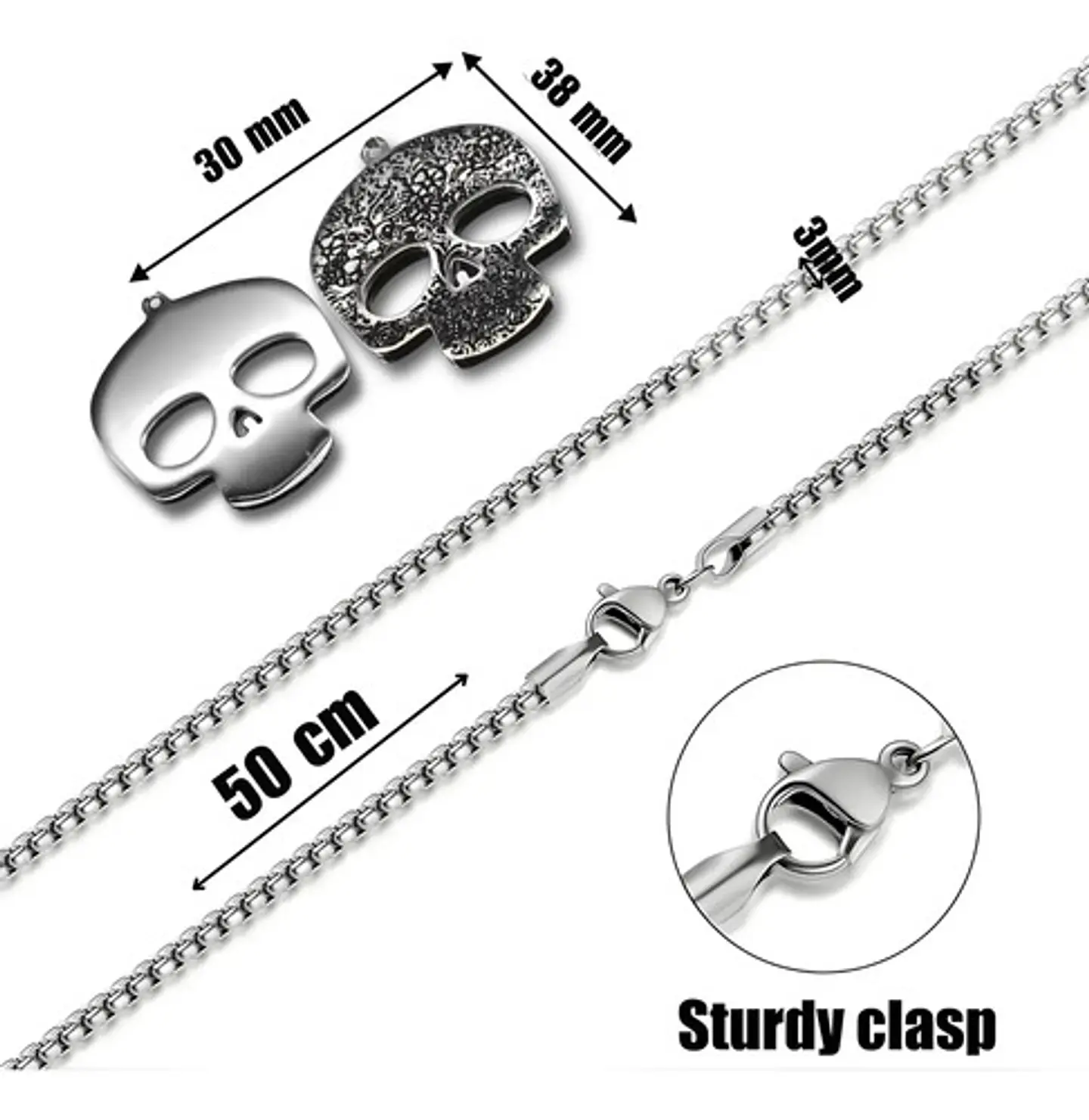 Collar Craneo Calavera Color Plata Acero Inoxidable Mujer 3