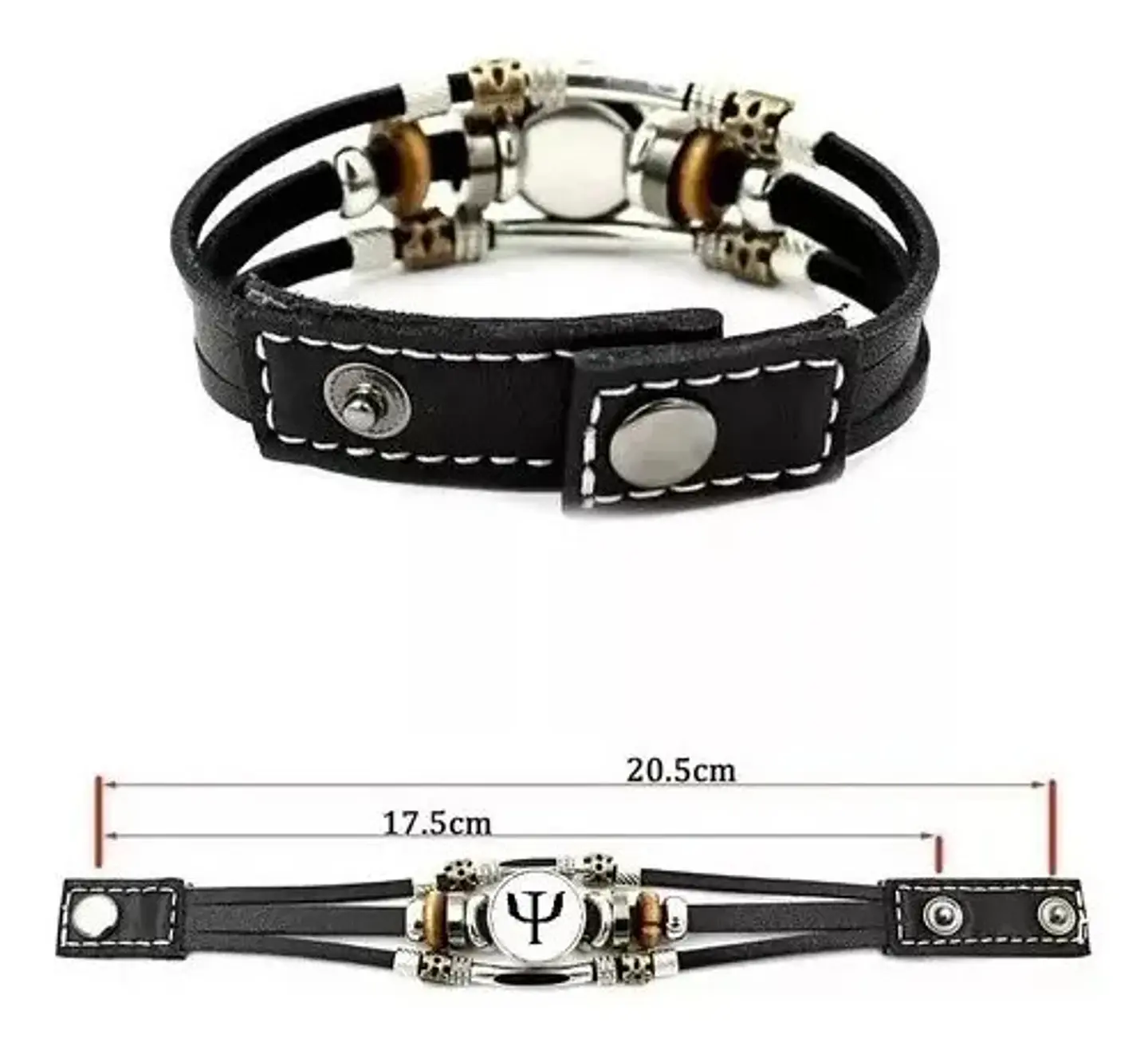 Pulsera  Cuero Medalla San Benito  Hombre Y Mujer 2 Unidades 4