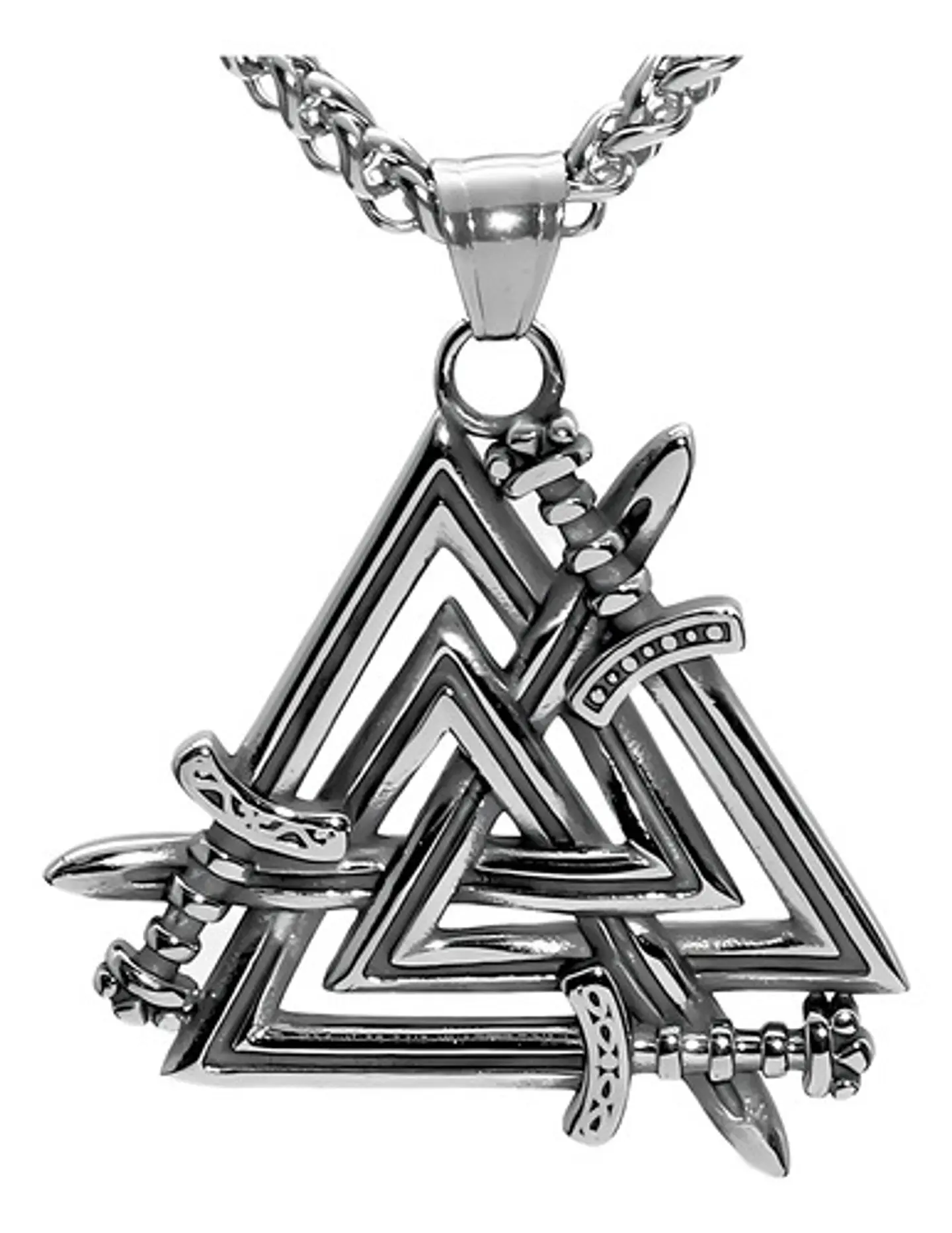 Collar Dije Vikingo Espada Valknut Acero Color Plata Hombre 1