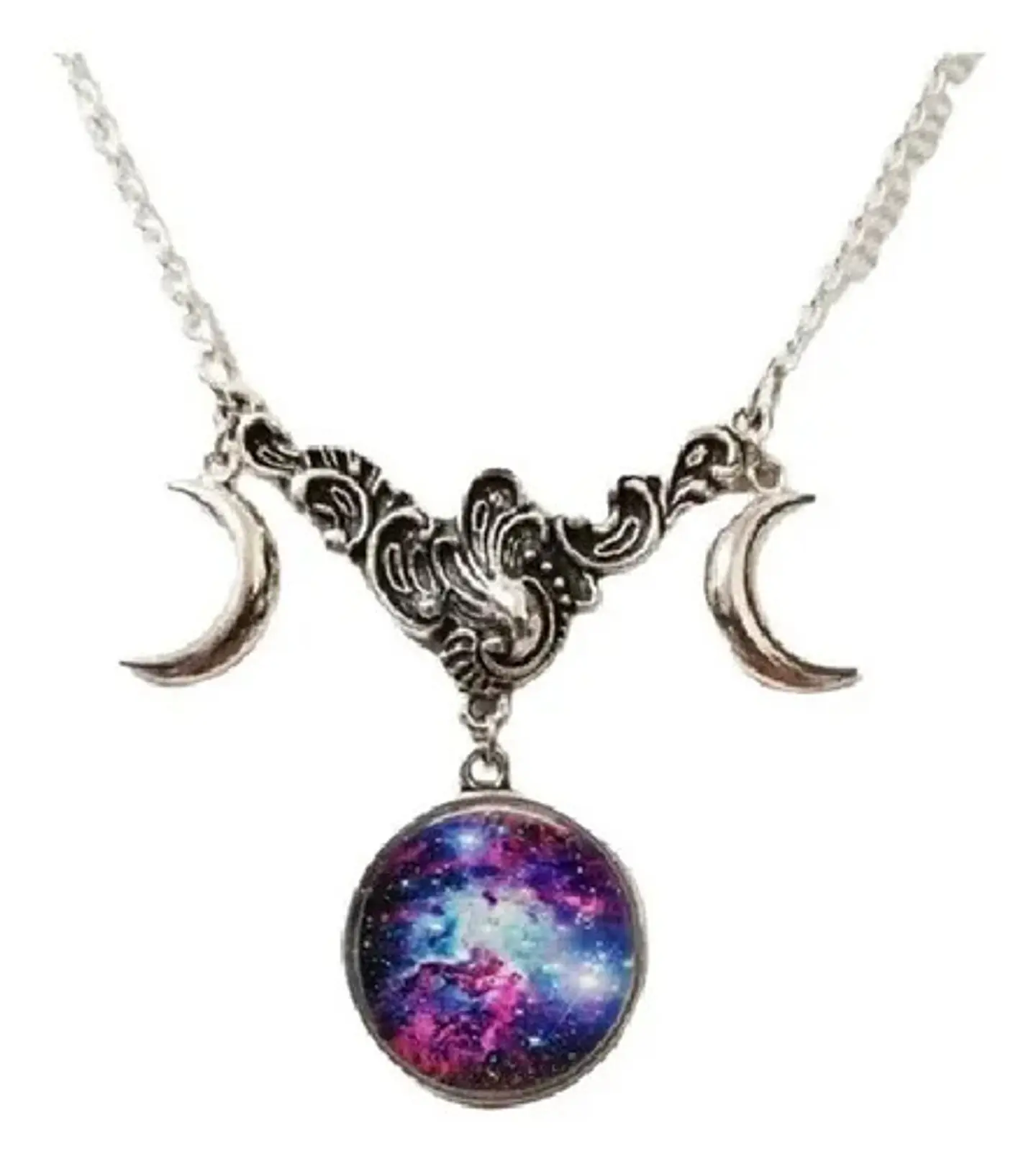 Collar Colgante Luna Galaxias Constelación Color Plata Mujer 1