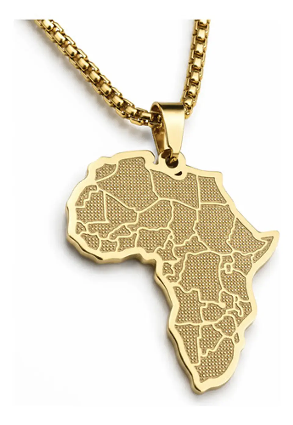 Collar Con Dije Acero Color Oro África Países Hombre Y Mujer 2