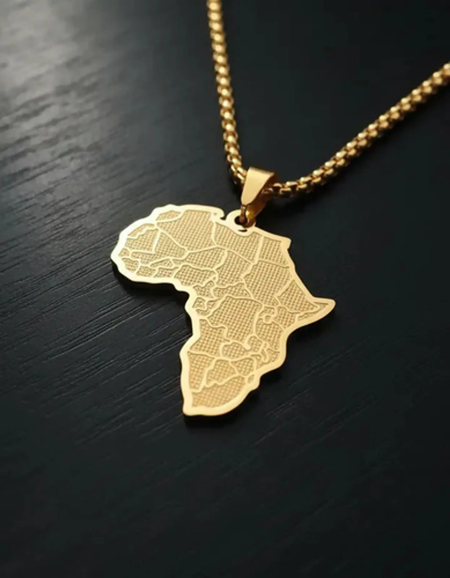 Collar Con Dije Acero Color Oro África Países Hombre Y Mujer 8
