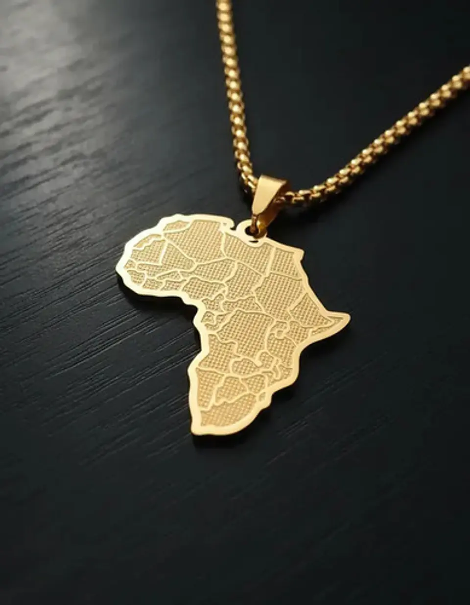 Collar Con Dije Acero Color Oro África Países Hombre Y Mujer 8