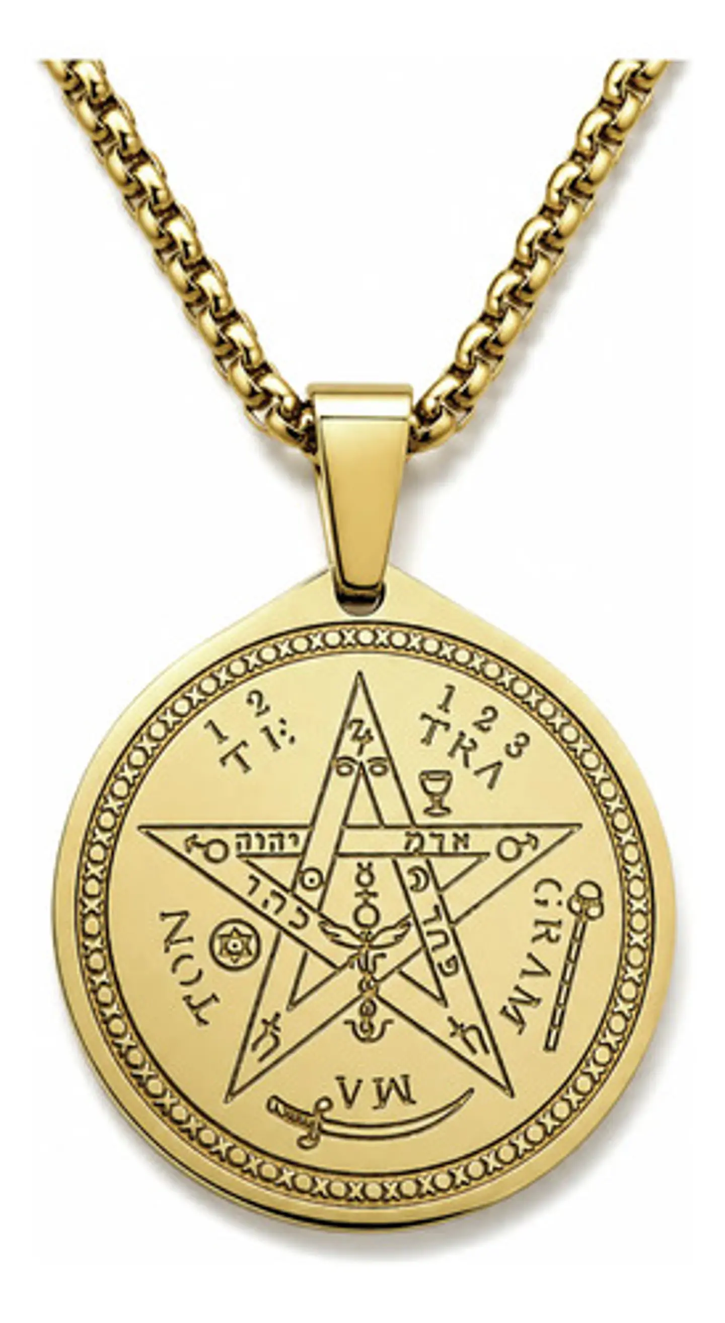 Collar De Acero Para Hombre Mujer Dije Amuleto Tetragrámaton 1