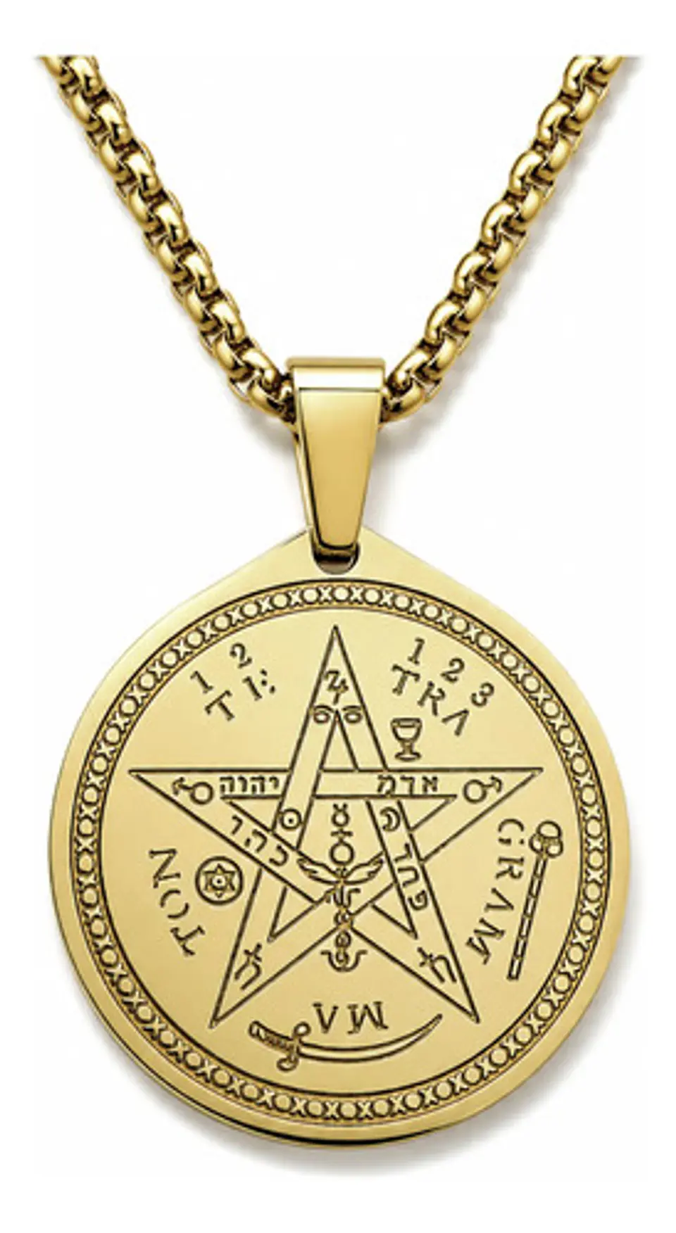Collar De Acero Para Hombre Mujer Dije Amuleto Tetragrámaton 1