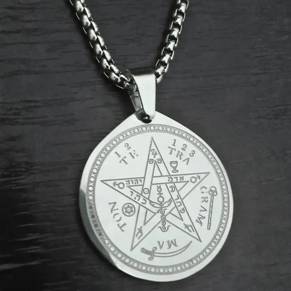 Collar De Acero Para Hombre Mujer Dije Amuleto Tetragrámaton 15