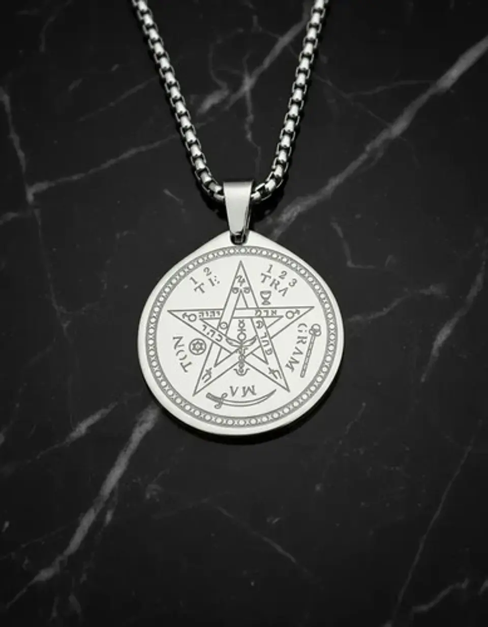 Collar De Acero Para Hombre Mujer Dije Amuleto Tetragrámaton 16