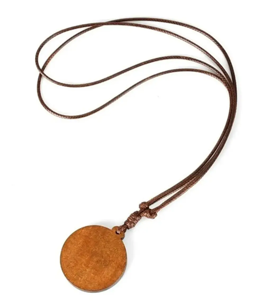 Collar Madera Cristal Lobo Nórdico Vikingo Hombre Y Mujer    3