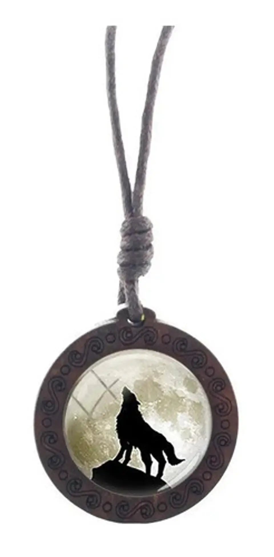 Collar Madera Cristal Lobo Nórdico Vikingo Hombre Y Mujer    4