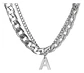 Collar Para Hombre Mujer Con Dije Letras Iniciales De Acero - Miniatura 1