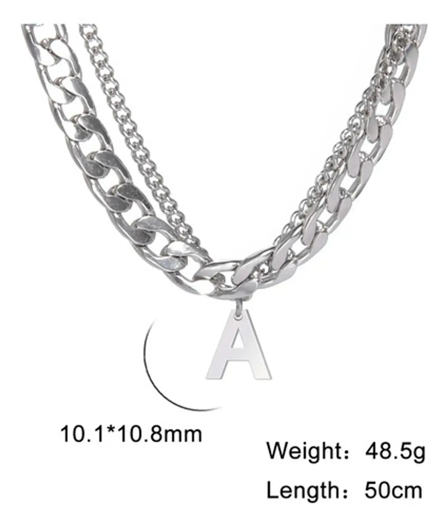 Collar Para Hombre Mujer Con Dije Letras Iniciales De Acero 4