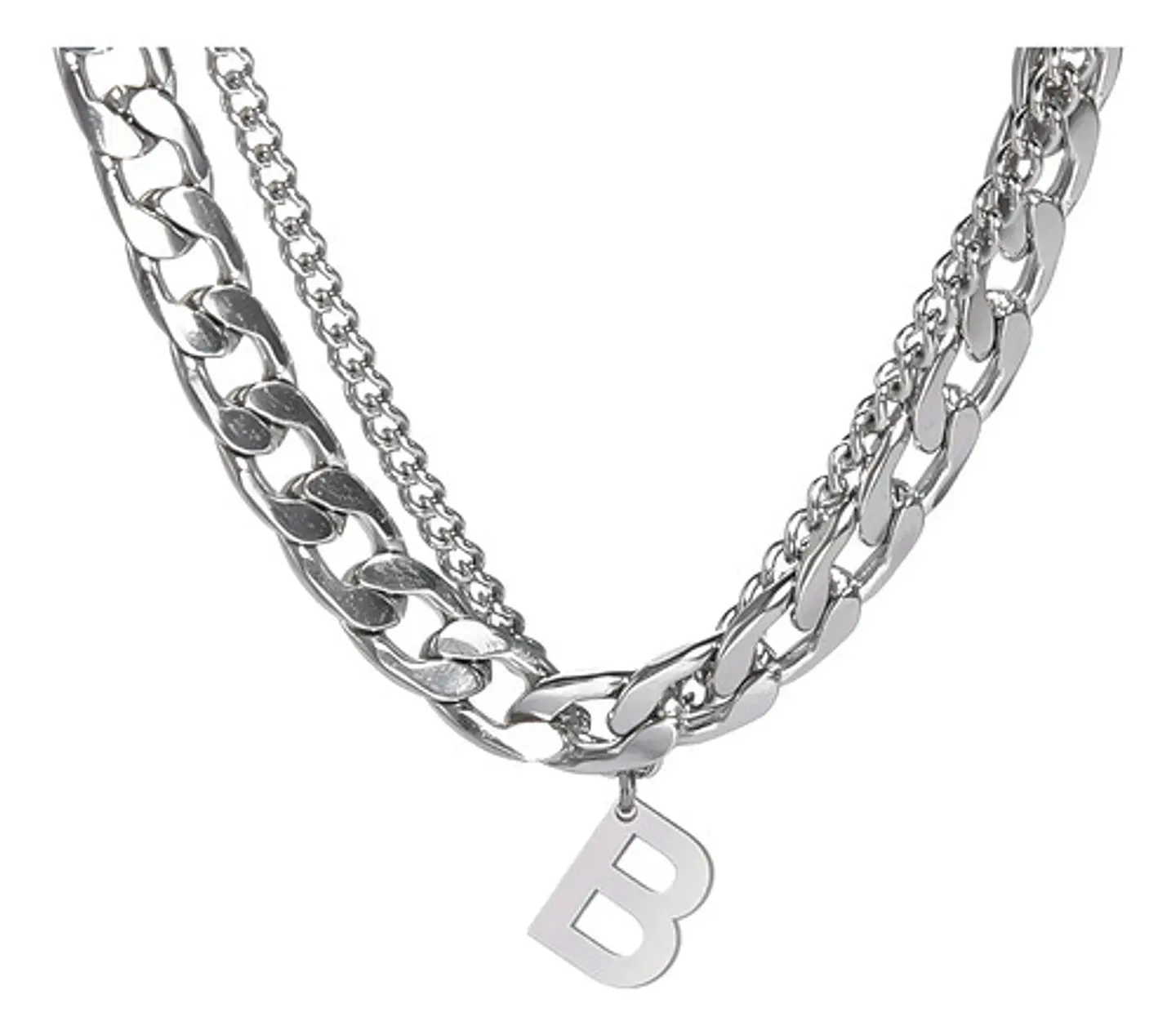 Collar Para Hombre Mujer Con Dije Letras Iniciales De Acero 6
