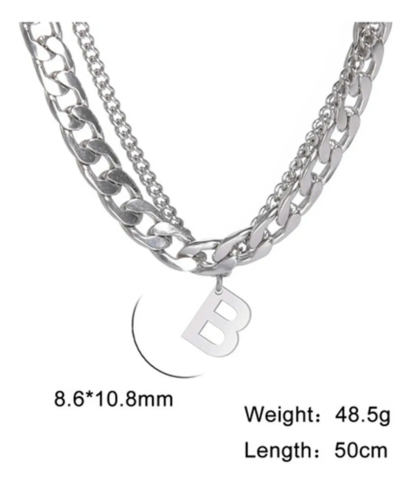 Collar Para Hombre Mujer Con Dije Letras Iniciales De Acero 7