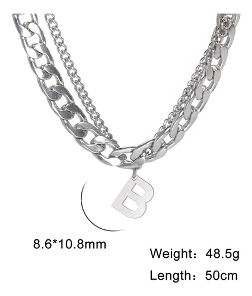 Collar Para Hombre Mujer Con Dije Letras Iniciales De Acero 7