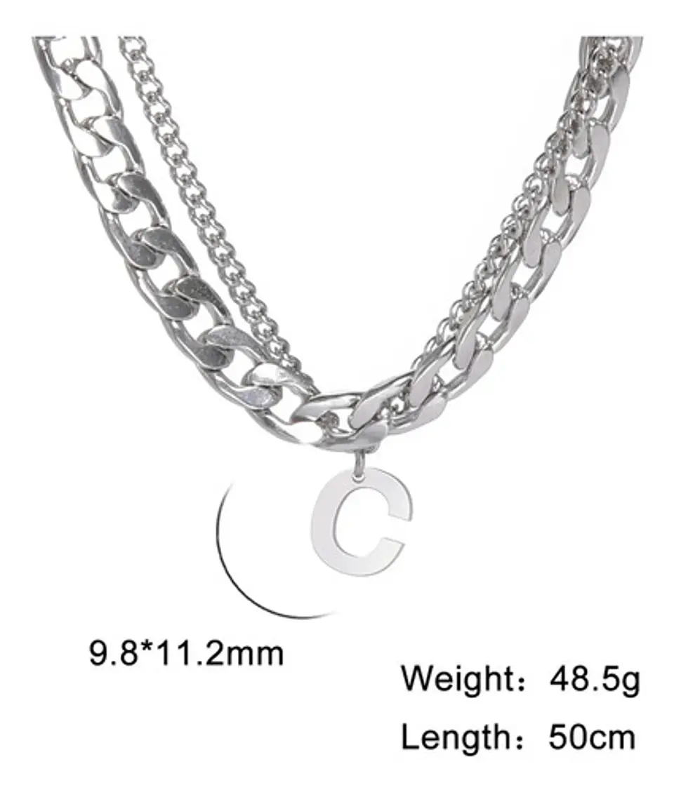 Collar Para Hombre Mujer Con Dije Letras Iniciales De Acero 10