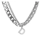 Collar Para Hombre Mujer Con Dije Letras Iniciales De Acero - Miniatura 14