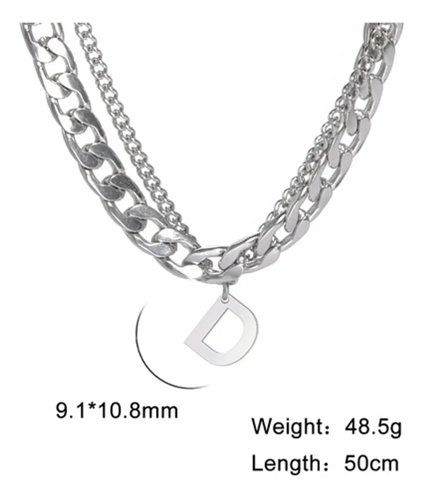 Collar Para Hombre Mujer Con Dije Letras Iniciales De Acero 15
