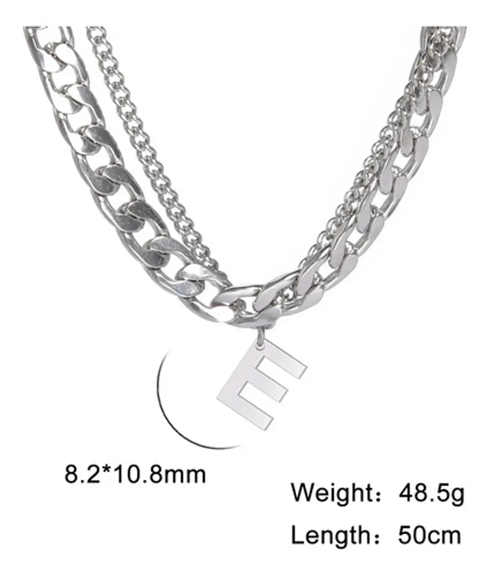 Collar Para Hombre Mujer Con Dije Letras Iniciales De Acero 21