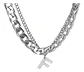 Collar Para Hombre Mujer Con Dije Letras Iniciales De Acero - Miniatura 22