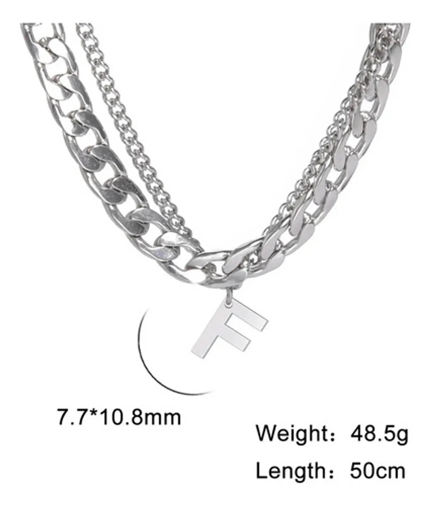 Collar Para Hombre Mujer Con Dije Letras Iniciales De Acero 25