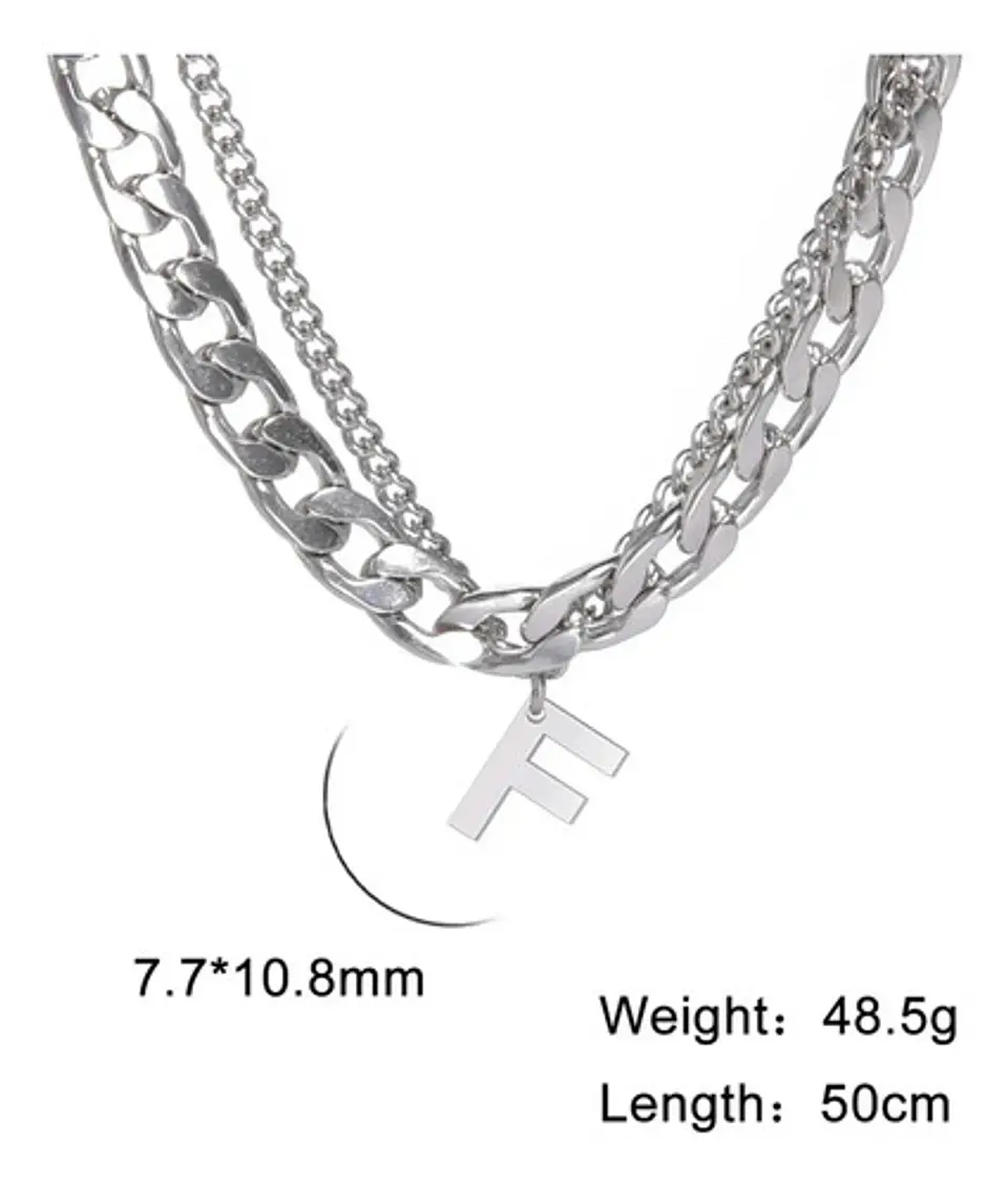 Collar Para Hombre Mujer Con Dije Letras Iniciales De Acero 25