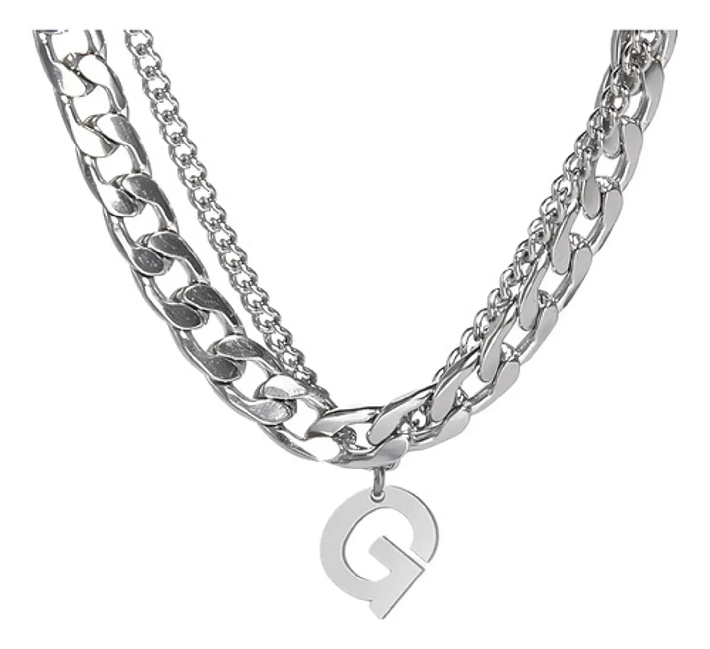 Collar Para Hombre Mujer Con Dije Letras Iniciales De Acero 26