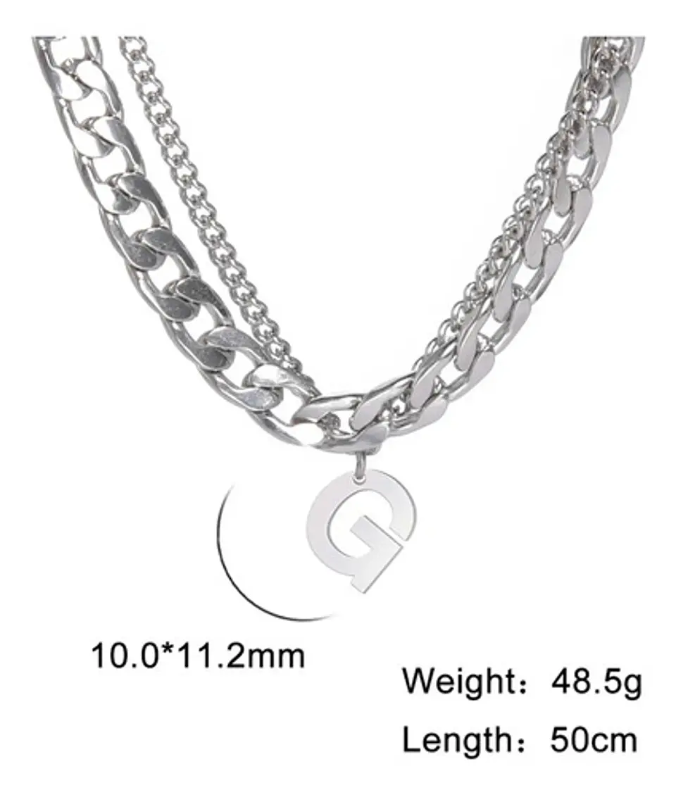 Collar Para Hombre Mujer Con Dije Letras Iniciales De Acero 29
