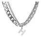 Collar Para Hombre Mujer Con Dije Letras Iniciales De Acero - Miniatura 30