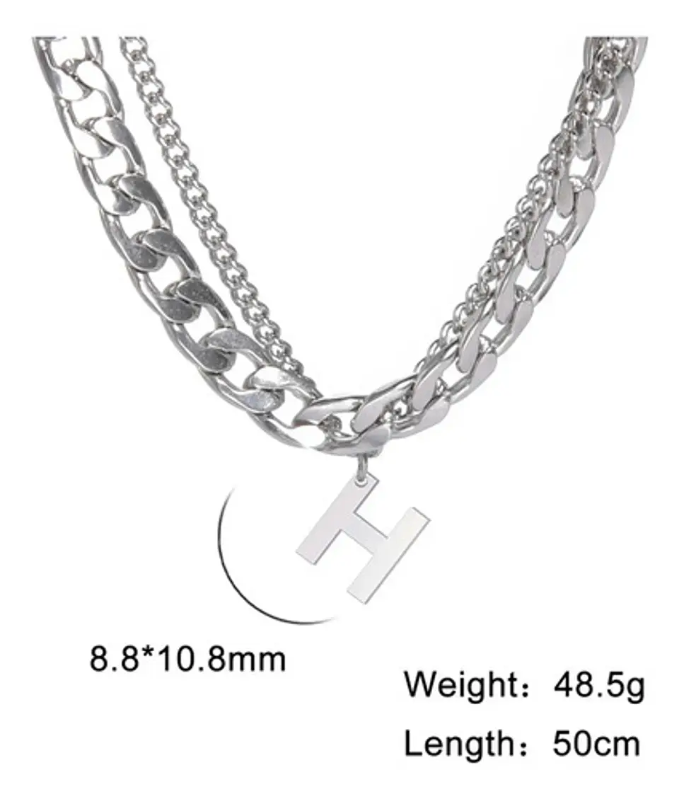 Collar Para Hombre Mujer Con Dije Letras Iniciales De Acero 33