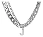 Collar Para Hombre Mujer Con Dije Letras Iniciales De Acero - Miniatura 34