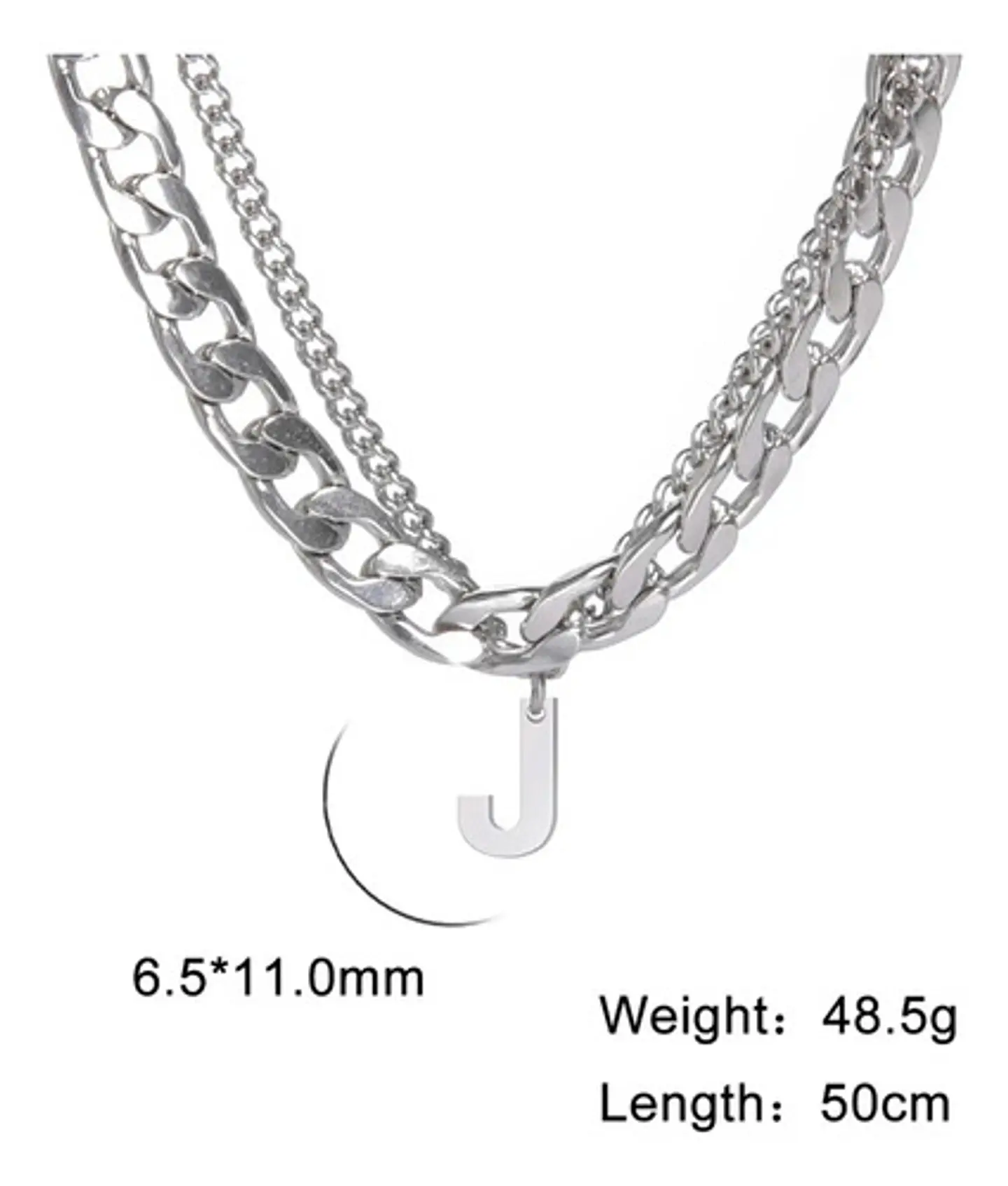 Collar Para Hombre Mujer Con Dije Letras Iniciales De Acero 37
