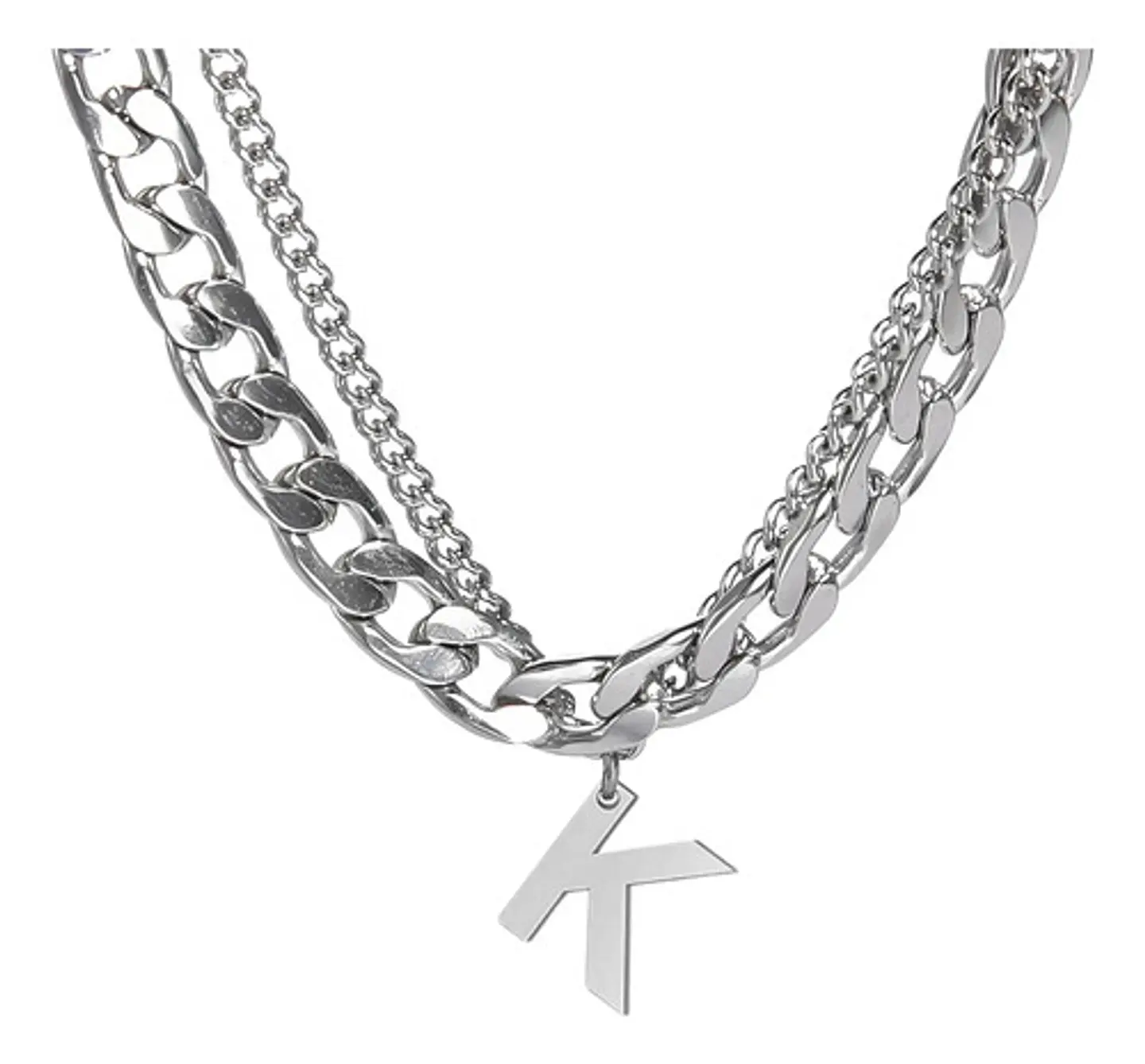Collar Para Hombre Mujer Con Dije Letras Iniciales De Acero 38
