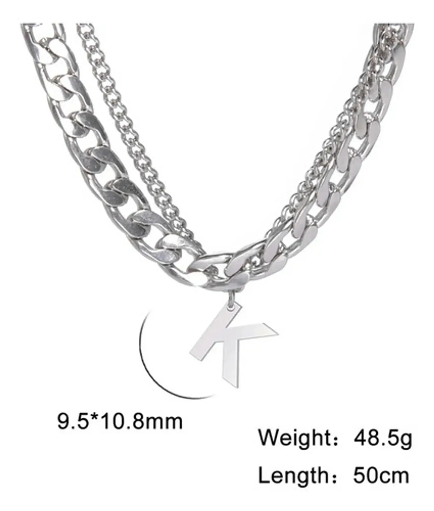 Collar Para Hombre Mujer Con Dije Letras Iniciales De Acero 41