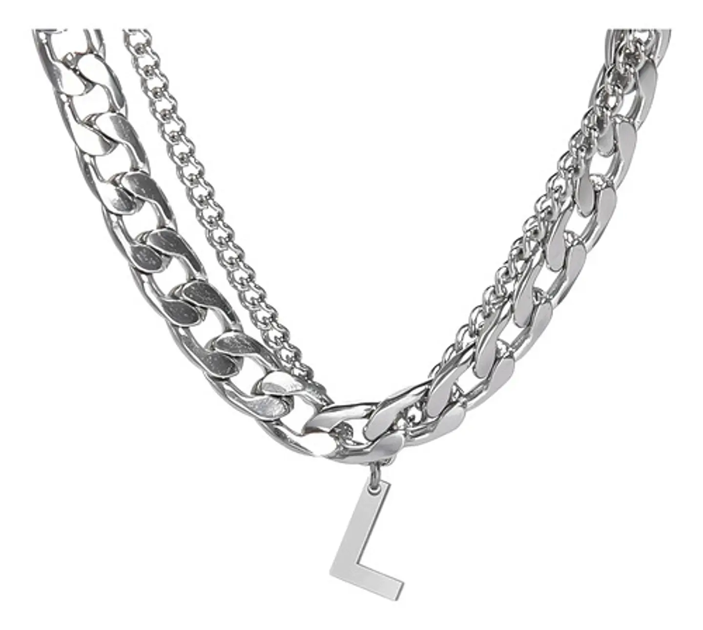 Collar Para Hombre Mujer Con Dije Letras Iniciales De Acero 42