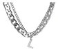 Collar Para Hombre Mujer Con Dije Letras Iniciales De Acero - Miniatura 42