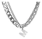 Collar Para Hombre Mujer Con Dije Letras Iniciales De Acero - Miniatura 46