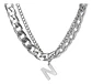 Collar Para Hombre Mujer Con Dije Letras Iniciales De Acero - Miniatura 51
